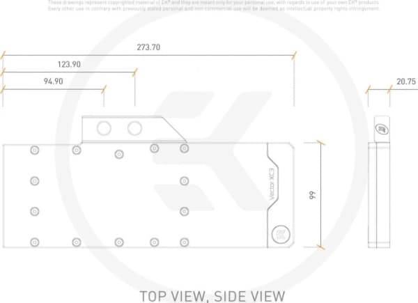 EK Water Blocks 3831109832653, Vesiblokki, Asetaali, Nikkeli, Musta, Hopea, 275 mm, 124 mm, 20,5 mm