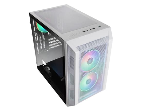 Kolink Citadel Mesh RGB - microATX - genomskinlig sidopanel (härdat glas) - ingen strömförsörjning (ATX) - vit - USB/ljud