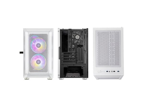 Kolink Citadel Mesh RGB - microATX - genomskinlig sidopanel (härdat glas) - ingen strömförsörjning (ATX) - vit - USB/ljud
