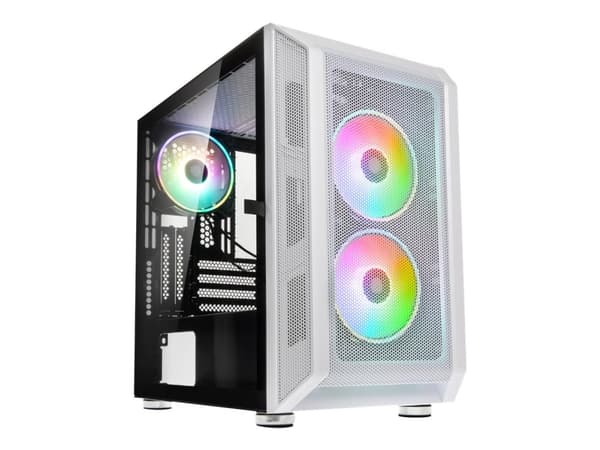 Kolink Citadel Mesh RGB - microATX - genomskinlig sidopanel (härdat glas) - ingen strömförsörjning (ATX) - vit - USB/ljud Vit