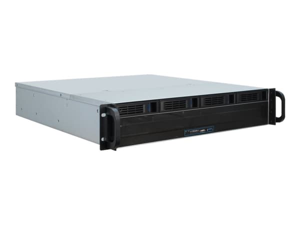 Inter-Tech IPC 2U-2404L - Rackmonterbar - 2U - micro ATX - SATA/SAS - hot-swap - ingen strømforsyning (ATX / PS/2) - USB Sort, Grå