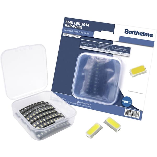 Barthelme SMD-LED-Set 3014 Kallvit 4500 mcd 120 ° 30 mA 3 V 100 st Bulk