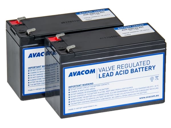 AVACOM AVA-RBC22-KIT, Forseglet blysyre (VRLA), 2 stykker, Sort, Vietnam, APC RBC22, 4,8 kg
