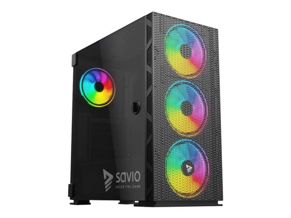 SAVIO Raptor X1 ARGB Mesh / Glass - Mid tower - ATX - ingen strømforsyning - USB/lyd