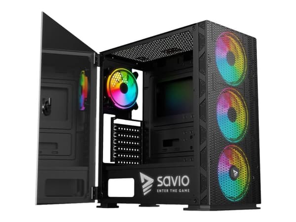 SAVIO Raptor X1 ARGB Mesh / Glass - Mid tower - ATX - ingen strømforsyning - USB/lyd