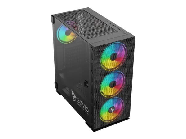 SAVIO Raptor X1 ARGB Mesh / Glass - Mid tower - ATX - ingen strømforsyning - USB/lyd