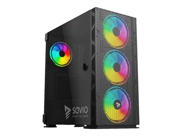 SAVIO Raptor X1 ARGB Mesh / Glass - Mid tower - ATX - ingen strømforsyning - USB/lyd