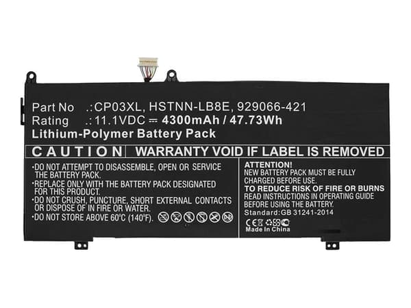 CoreParts - Batteri til bærbar PC (tilsvarer: HP 929066-421, HP 929072-855) - litiumpolymer - 4300 mAh - 48 Wh - svart - for HP Spectre Laptop 13; Sp