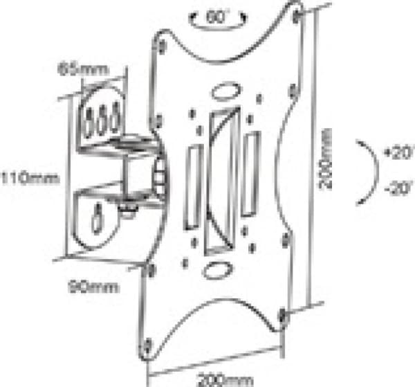ART ACV-30 - Brakett - for LCD-TV - metall - svart - skjermstørrelse: 13"-42" - veggmonterbar