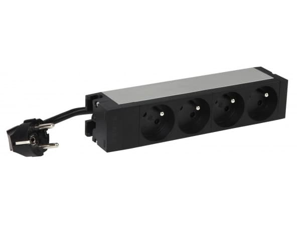 Legrand 6 468 00, 1U, Enkelfaset, Aluminium, Sort, Grå, 4 AC-utganger, Type F