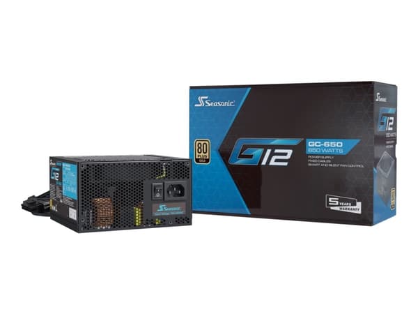 Seasonic G12 GC-650 - Strømforsyning (intern) - ATX12V / EPS12V - 80 PLUS Gold - AC 100-240 V - 650 watt - aktiv PFC Sort