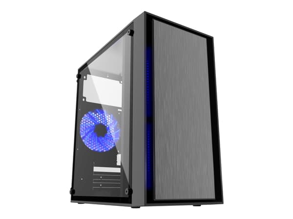 Gembird FORNAX-960B - Tower - micro ATX - sidepanel med vindu - ingen strømforsyning (ATX / PS/2) - svart - USB/lyd