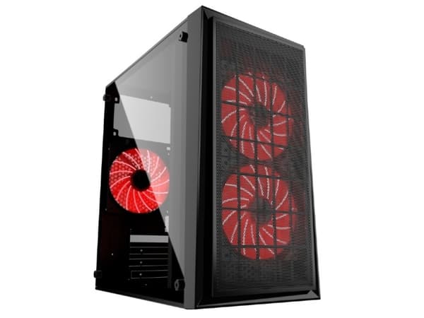 Gembird FORNAX-950R - Tower - micro ATX - genomskinlig sidopanel - ingen strömförsörjning (ATX / PS/2) - svart - USB/ljud
