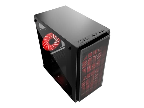 Gembird FORNAX-950R - Tower - micro ATX - genomskinlig sidopanel - ingen strömförsörjning (ATX / PS/2) - svart - USB/ljud