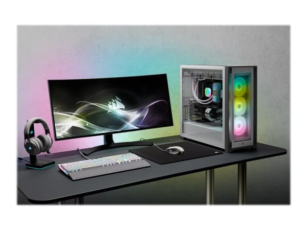 CORSAIR iCUE 5000X RGB - Tower - ATX - genomskinlig sidopanel (härdat glas) - ingen strömförsörjning (ATX) - vit - USB/ljud