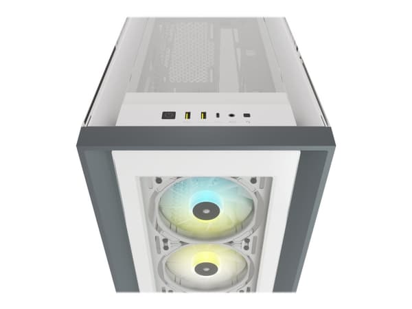 CORSAIR iCUE 5000X RGB - Tower - ATX - genomskinlig sidopanel (härdat glas) - ingen strömförsörjning (ATX) - vit - USB/ljud