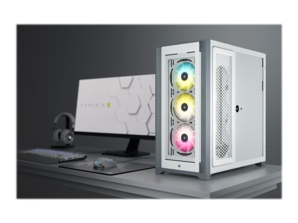 CORSAIR iCUE 5000X RGB - Tower - ATX - genomskinlig sidopanel (härdat glas) - ingen strömförsörjning (ATX) - vit - USB/ljud