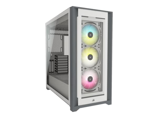 Corsair iCUE 5000X RGB, Midi Tower, PC, Valkoinen, ATX, EATX, ITX, mikro ATX, Mini-ITX, Muovi, Terästä, Karkaistu lasi, Pelaaminen Valkoinen