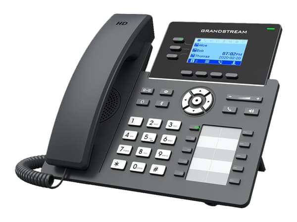 Grandstream GRP2604P - VoIP-telefon - 5-veis anropskapasitet - SIP, RTCP, RTP, SRTP, RTCP-XR - 3 linjer Sort
