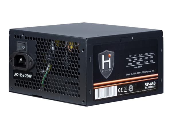 HiPower SP-650 - Virtalähde (sisäinen) - ATX12V 2.4 - AC 100/240 V - 650 Watt - aktiivinen PFC