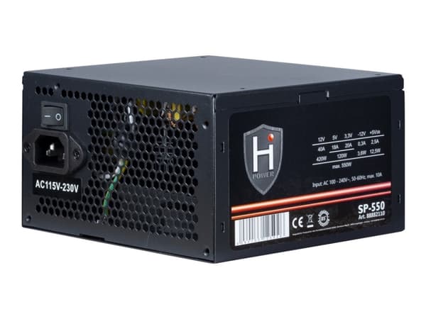 HiPower SP-550 - Strømforsyning (intern) - ATX12V 2.4 - AC 100/240 V - 550 watt - aktiv PFC Sort