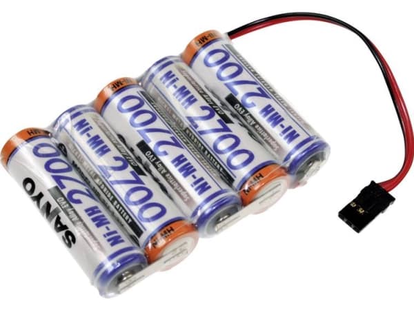 Panasonic Reihe 1x5 Graupner Batteripakke Celletal: 5 Batteristørrelse: R6 (AA) Kabel, Stik NiMH 6 V 2700 mAh
