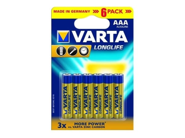 Varta 4106, Engangsbatteri, AA, Alkalinsk, 1,5 V, 6 stykker, Blå, Gult