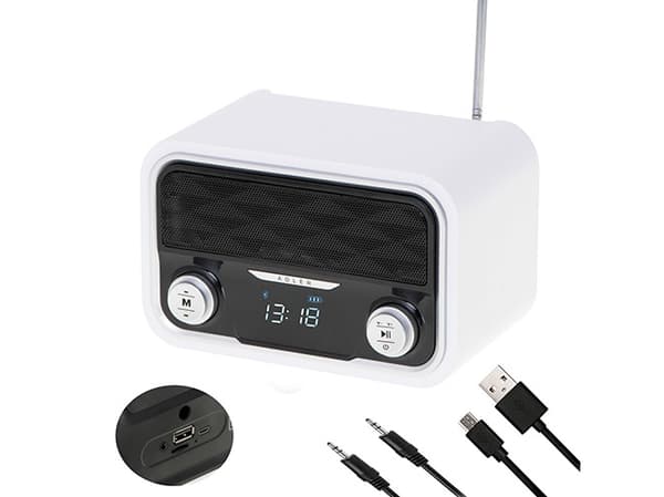 Adler AD 1185, Bærbar, FM, LCD, Micro-USB, USB Type-A, Hvit, Monokromatisk