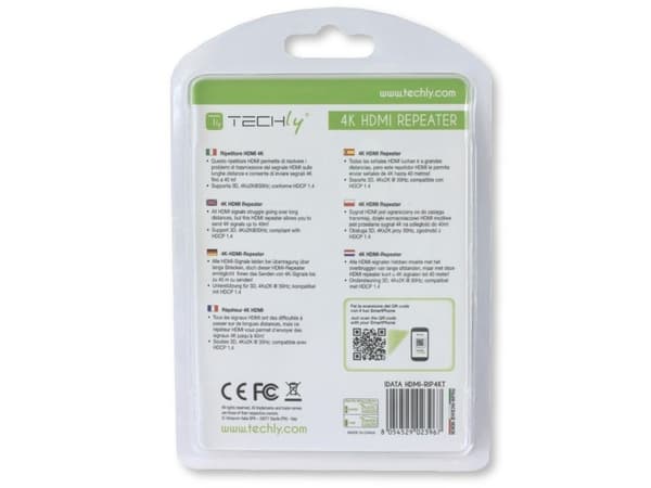 Techly IDATA HDMI2-RIP4KT AV-förlängare Repeater för AV-utrustning Svart