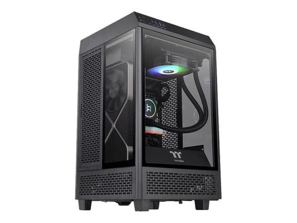 Thermaltake The Tower 100 - Tower - mini-ITX - sidepanel med vindu (herdet glass) - ingen strømforsyning (PS/2) - svart - USB/lyd