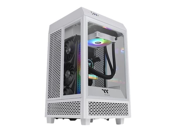 Thermaltake The Tower 100 Snow - Tower - mini ITX - genomskinlig sidopanel (härdat glas) - ingen strömförsörjning (PS/2) - USB/ljud