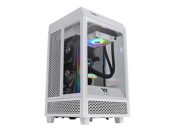 Thermaltake The Tower 100 Snow - Tower - mini ITX - genomskinlig sidopanel (härdat glas) - ingen strömförsörjning (PS/2) - USB/ljud