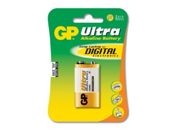 GP Batteries Ultra Alkaline 9V, Engangsbatteri, 9V, Alkalinsk, 9 V, 1 stykker, 5 år
