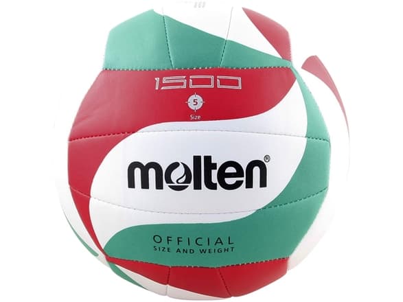 Molten V5M1500, Vit, Läder, Syntetisk, 18-panel ball, Inomhus & utomhus, Red, Green, Black, Mönstrad