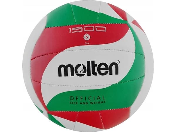 Molten V5M1500, Vit, Läder, Syntetisk, 18-panel ball, Inomhus & utomhus, Red, Green, Black, Mönstrad