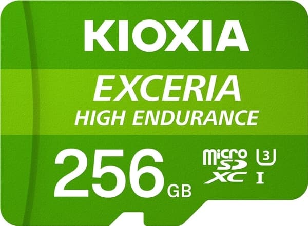 Kioxia Exceria High Endurance, 256 GB, MicroSDXC, Luokka 10, UHS-I, 100 MB/s, 65 MB/s