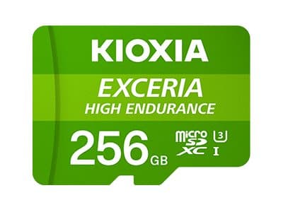 KIOXIA EXCERIA HIGH ENDURANCE - Flashminnekort (microSDXC til SD-adapter inkludert) - 256 GB - A1 / Video Class V30 / UHS-I U3 / Class10 - microSDXC