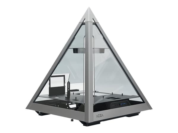 AZZA Pyramid 804L - Pyramid enclosure - utvidet ATX (E-ATX) - sidepanel med vindu (herdet glass) - ingen strømforsyning (ATX) - grå - USB/lyd Sort, Grå, Gjennomsiktig