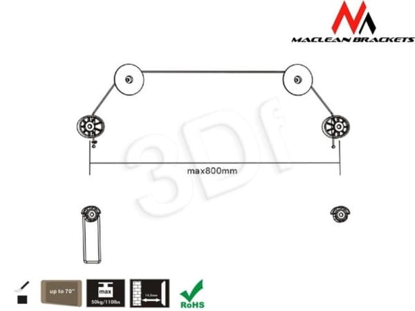 Maclean MC-557 - Monteringssett (hengebrakett) - for flatpanel - sølv - skjermstørrelse: 37"-70" - veggmonterbar