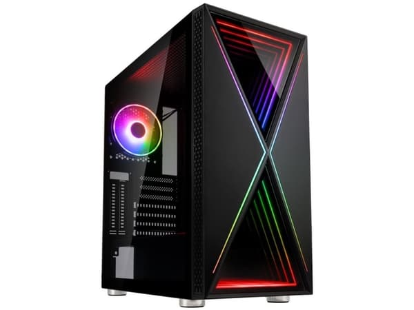 Kolink Void X, Midi Tower, PC, Svart, ATX, EATX, micro ATX, Mini-ITX, Plast, Stål, Härdat glas, Spela Svart