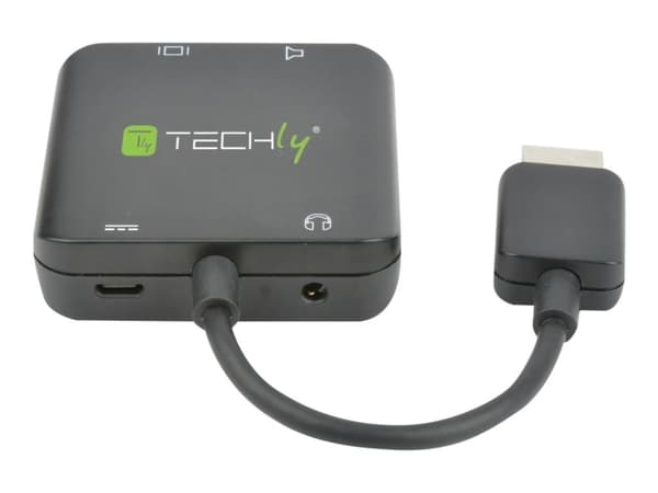 TECHly - Video/audio-adapter - HDMI hann til mini-phone stereo 3.5 mm, TOSLINK, HDMI, Micro-USB type B hunn - svart - 4K-støtte
