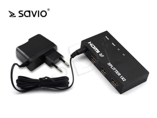 SAVIO CL-42 1x2 HDMI Splitter - Video/audiosplitter - 2 x HDMI - skrivbordsmodell