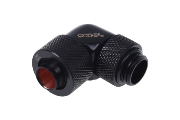 Alphacool 17075, Musta, Liitin, Nestemäinen, Messinki, 1/4", 90°