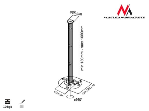 Maclean Ceiling MC-517S projektorfeste