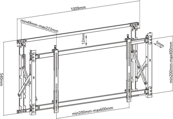 Maclean MC-845 TV Video Wall Bracket 46 "-52" 35kg max Digital Signage max VESA 600x400