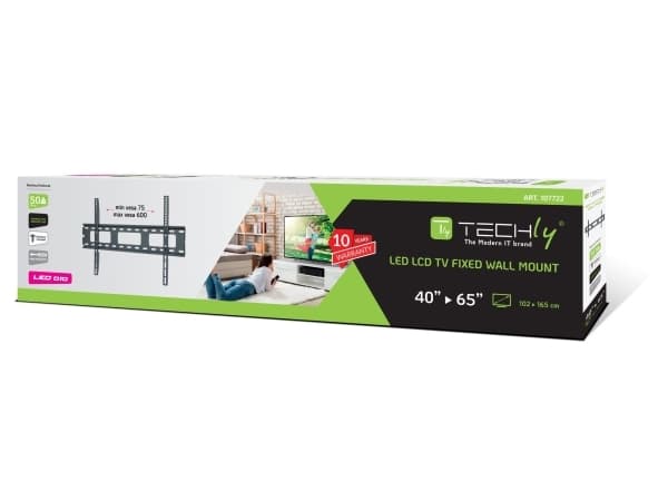 TECHly LED 010 - Monteringssats (väggplatta, 2 monteringskonsoler) - fixerad - för LCD-display - svart - skärmstorlek: 40"-65"