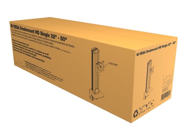 Multibrackets M Deskmount HD Single - Monteringssett - for LCD-skjerm - stål - svart - skjermstørrelse: 32"-50" - skrivebordsmonterbar