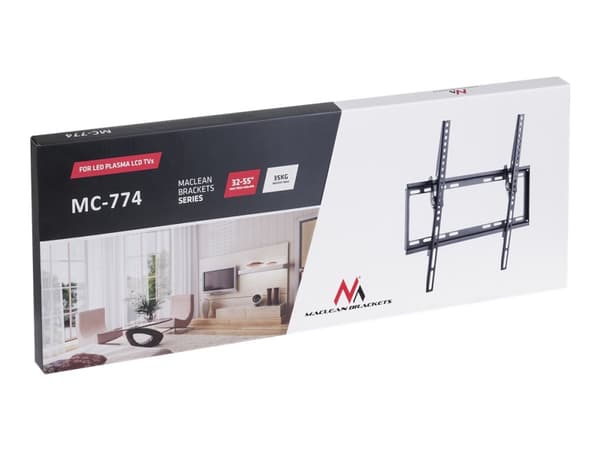 Maclean MC-774 - Brakett - Ultra-Slim - for flatpanel - metall - svart - skjermstørrelse: 32"-55" - veggmonterbar