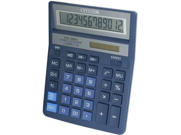 Citizen SDC-888X, Lomme, Økonomi, 12 sifre, 1 linjer, Batteri/Solcelle, Blå