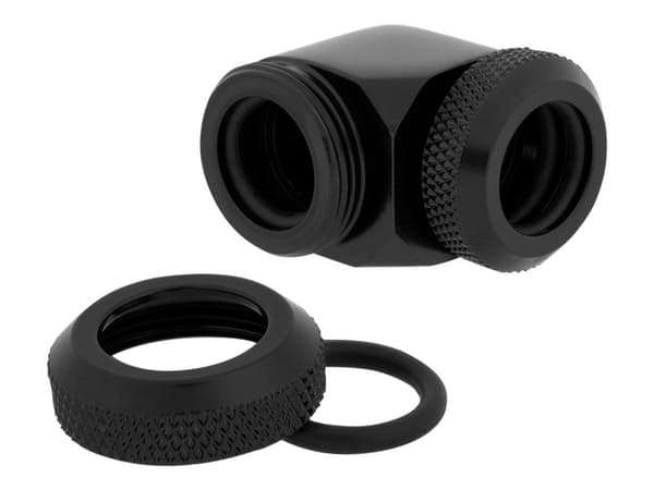 CORSAIR Hydro X Series XF Hardline 90° 12mm OD - Vätskekylsystem med vinklad montering - svart (paket om 2)